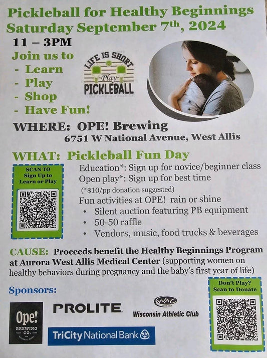 Pickleball For Healthy Beginnings - Sept. 7th at OPE! Brewing Company